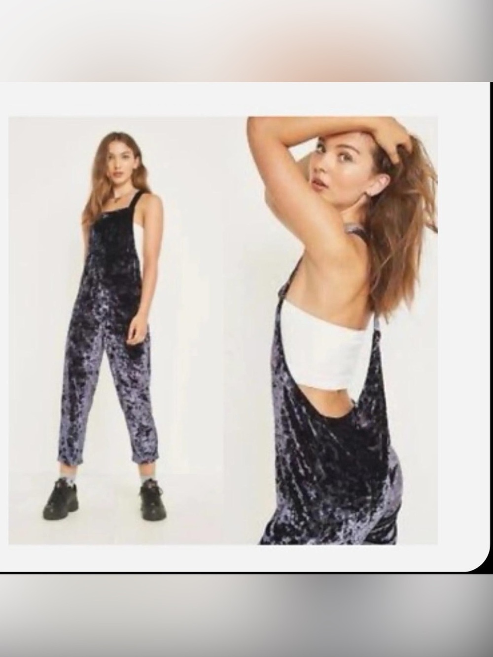 Urban Outfitters Crushed Velvet Dungaree Jumpsuit